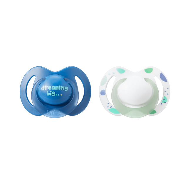 Nuby Night Time Soothers Glow in the Dark (Blue, 6-18 Months) - Pack of 2