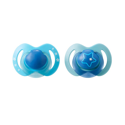 Nuby Night Time Soothers Glow in the Dark (Blue, 18-36 Months) - Pack of 2