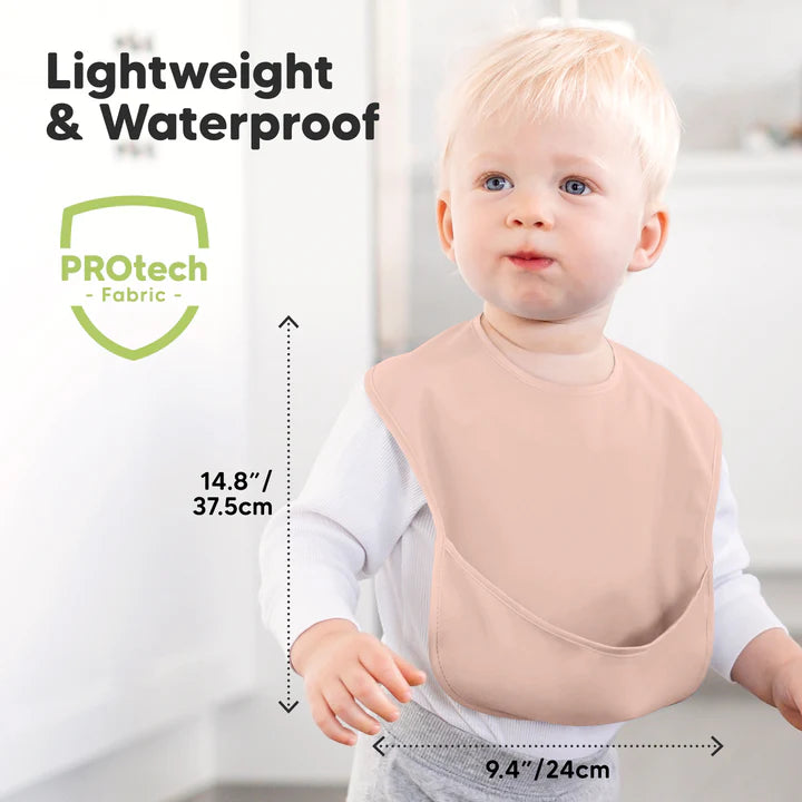 Keababies 3-Pack Presto Waterproof Bibs, Fawn