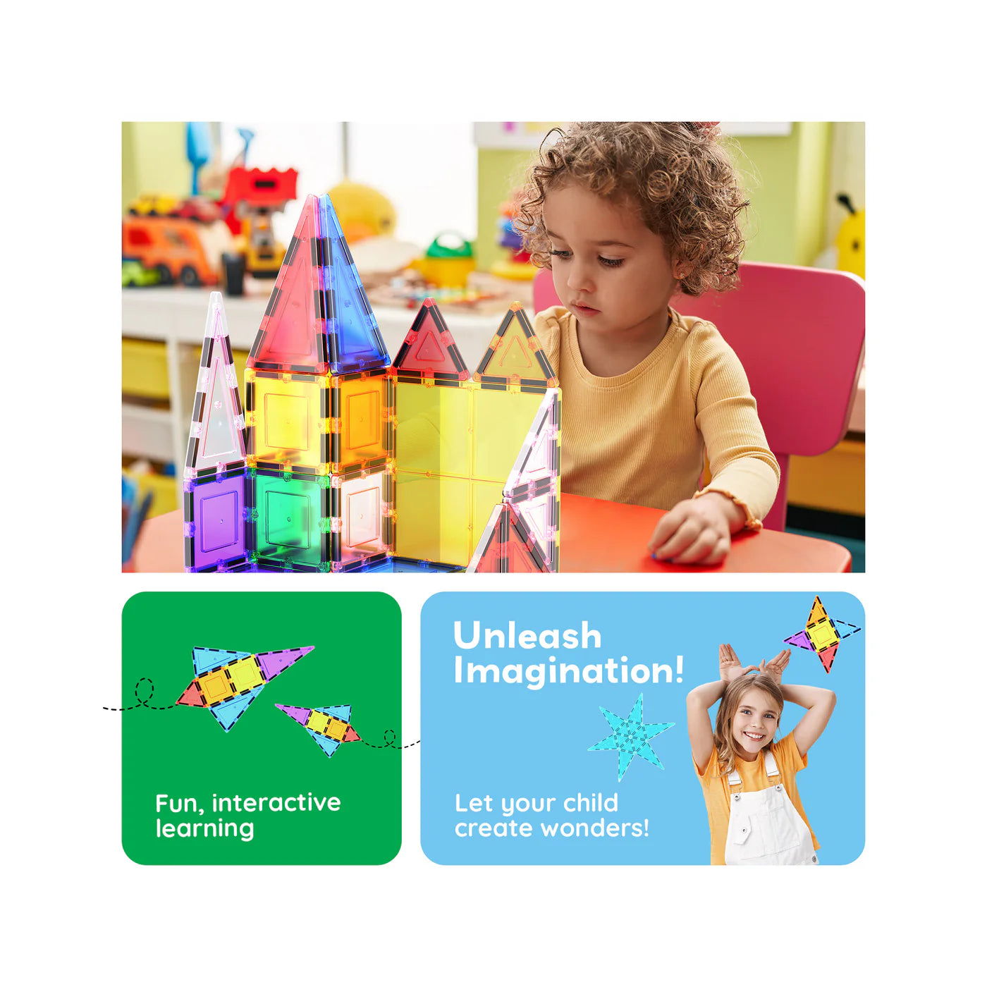 Picasso Tiles Magnetic Tiles Building Set (61 Pcs)