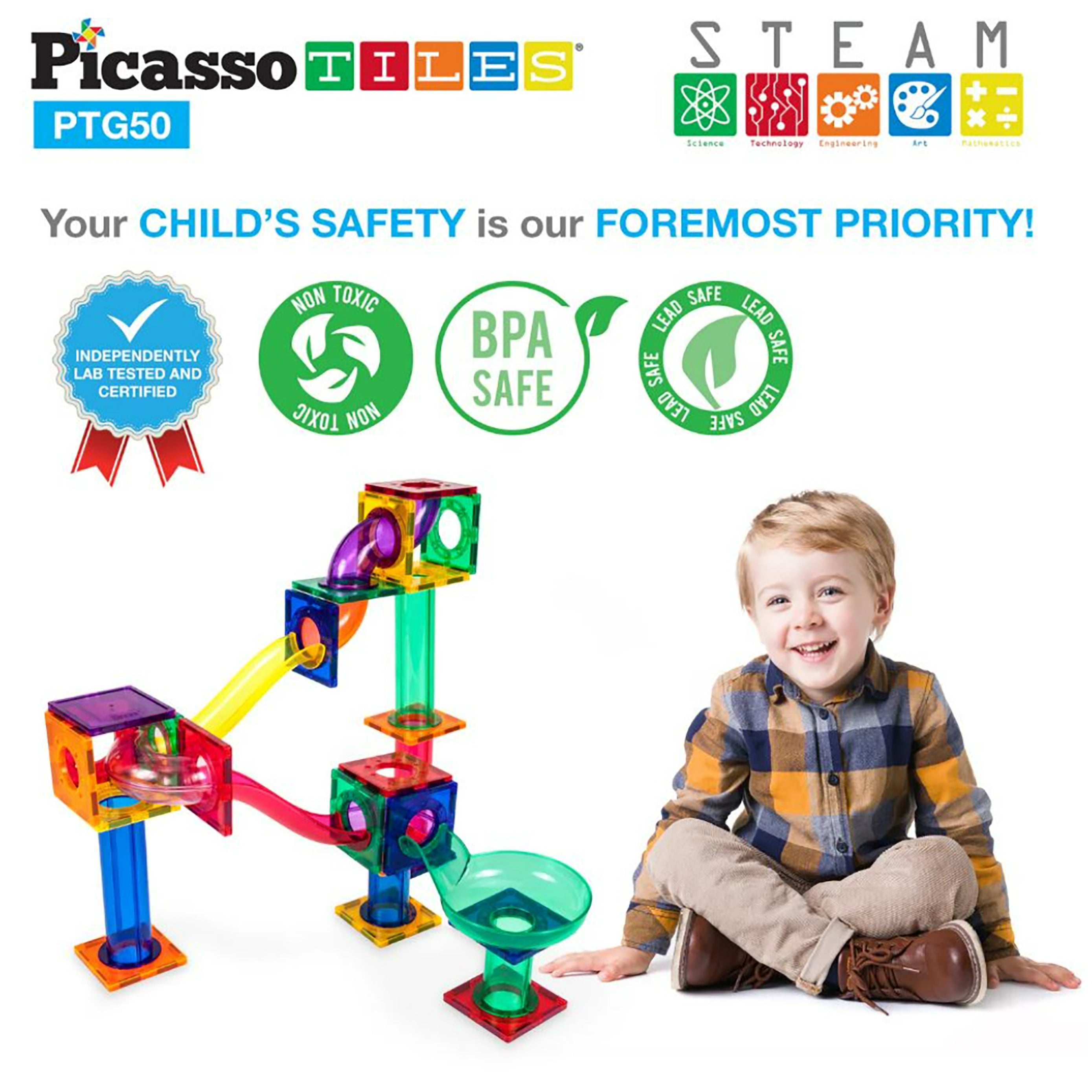 Picasso Tiles Magnetic Marble Run (50 Pcs)