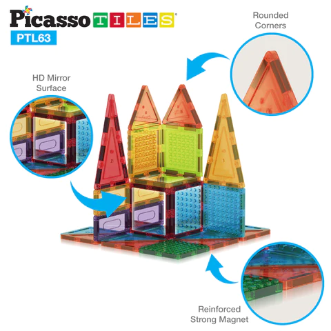 Picasso Magnetic Bricks Tiles (63 Pcs)
