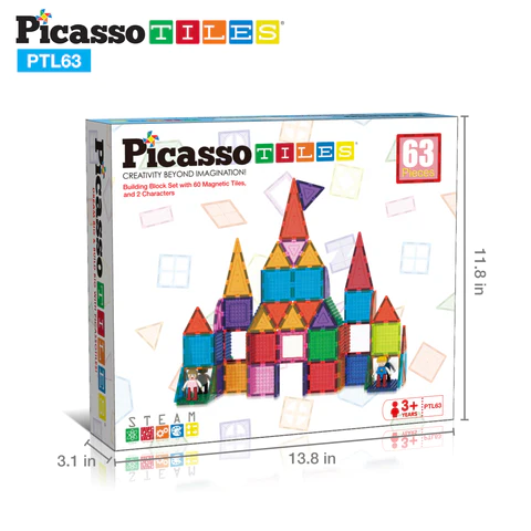 Picasso Magnetic Bricks Tiles (63 Pcs)