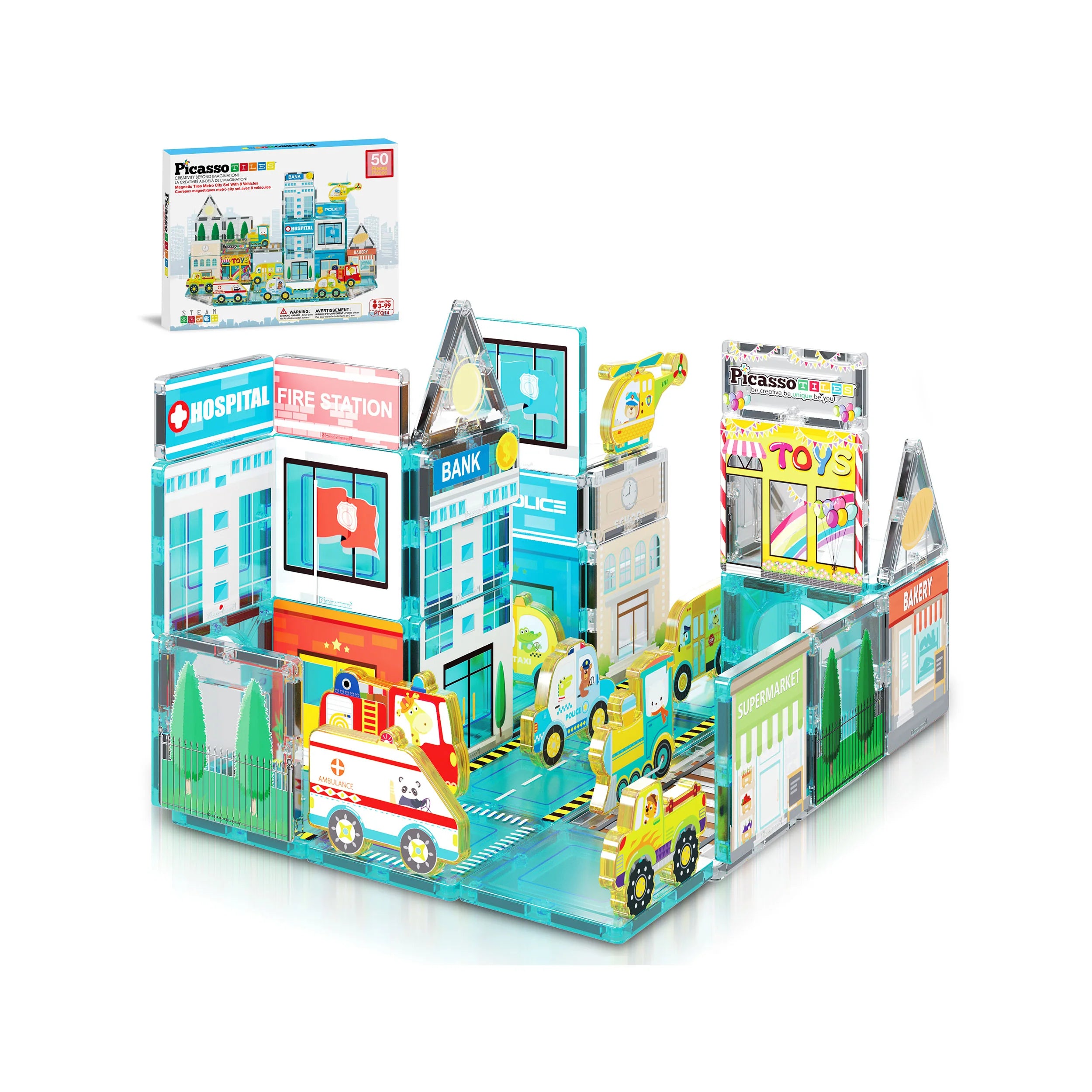 Picasso Tiles Magnetic 3d Metro City (50 Pcs)