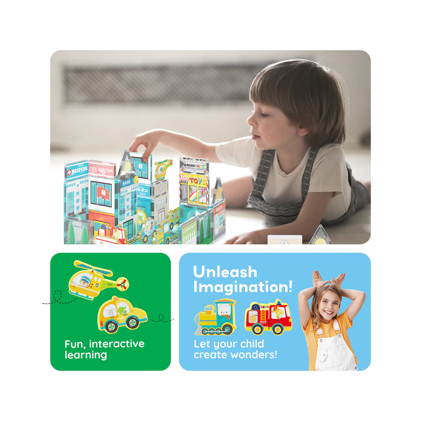 Picasso Tiles Magnetic 3d Metro City (50 Pcs)