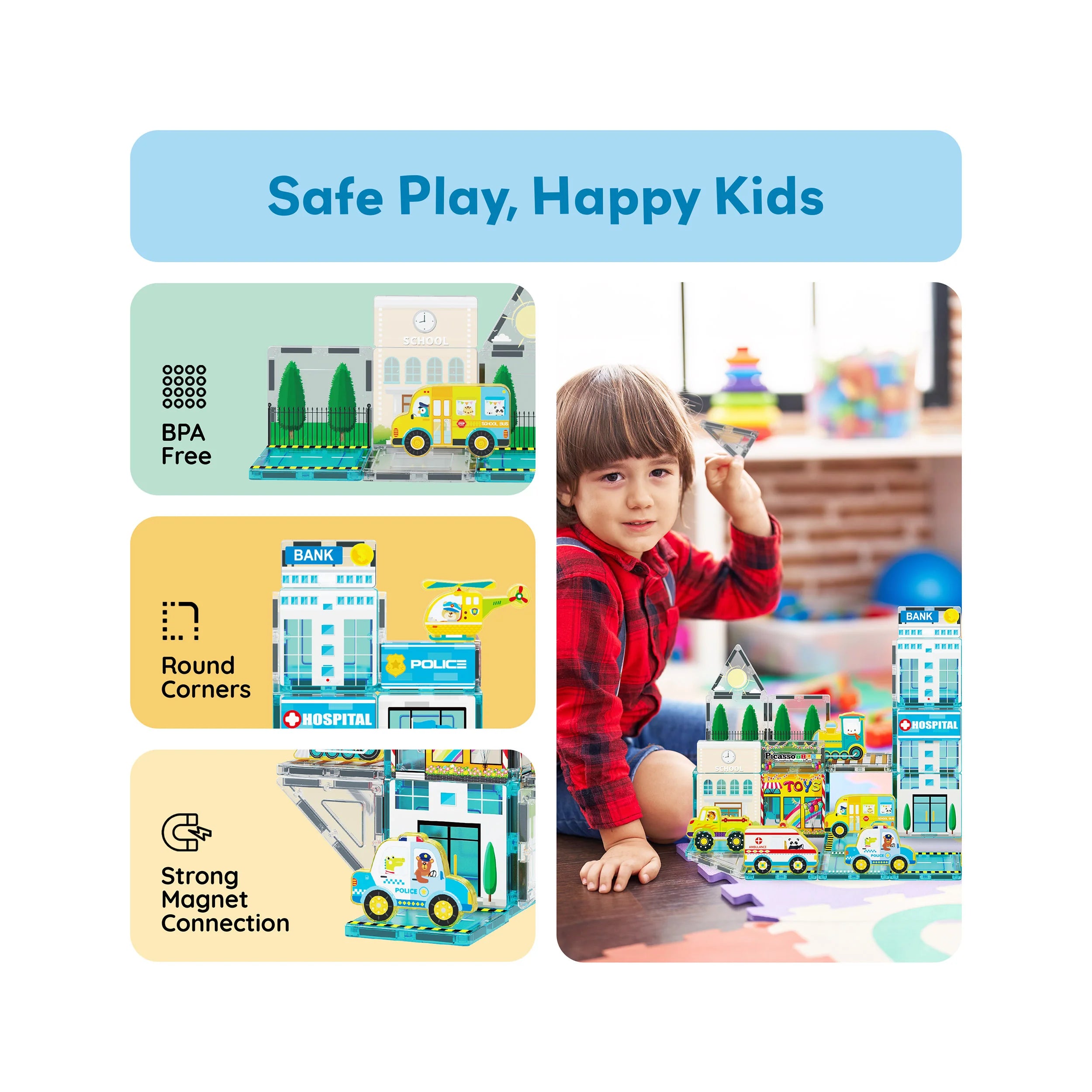 Picasso Tiles Magnetic 3d Metro City (50 Pcs)