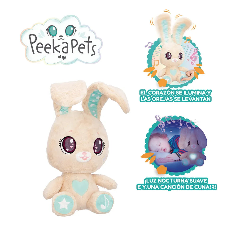 Peekapets - Interactive Bunny Plush Toy with Lights & Music - 12 Inch