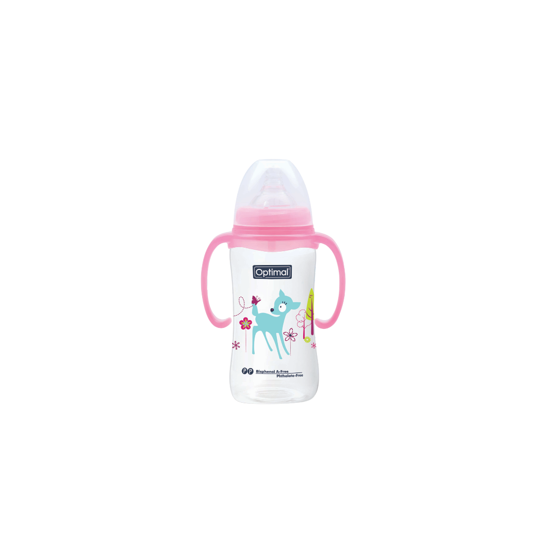 زجاجة رضاعة بعنق عريض مثالية مع مقبض (300ml)
