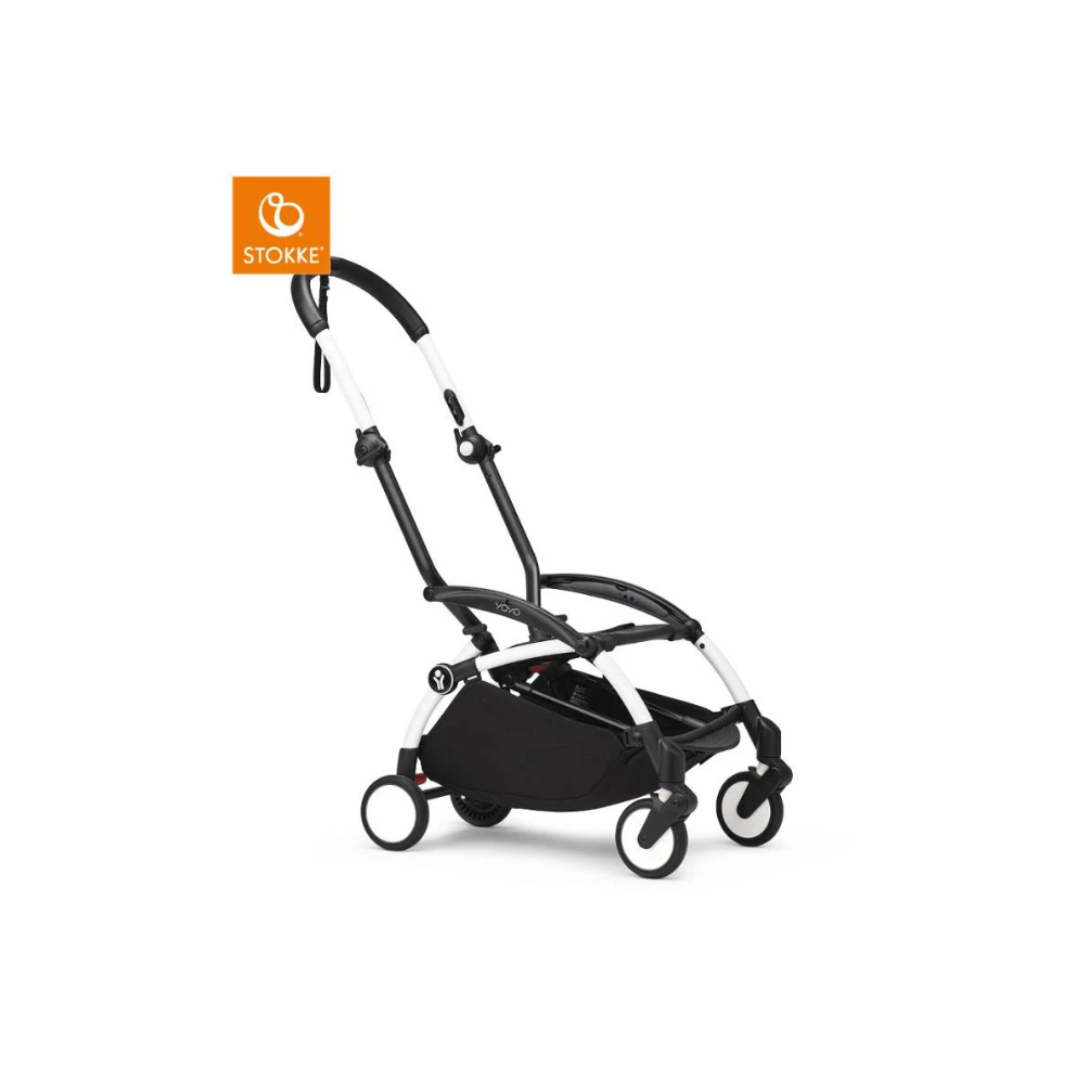 هيكل Stokke YOYO3 أبيض + حزمة طقم للمواليد الجدد و 6+ (أسود)