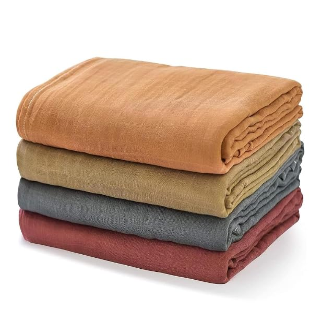 Momcozy Baby Muslin Swaddle Blanket Natural Cotton Linen - Pack of 4