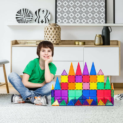 Picasso Tiles 60 Pieces Set Magnet Building Tiles Clear Magnetic 3D Building Blocks Construction Playboards - Creativity beyond Imagination, Inspirational, Recreational, Educational, Conventional.