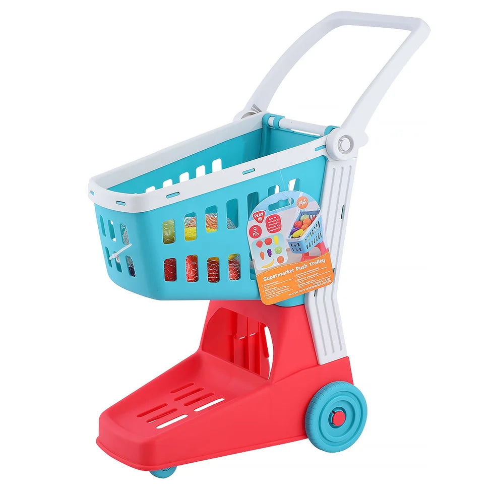 Playgo - Supermarket Push Trolley Playset - 9 Pieces