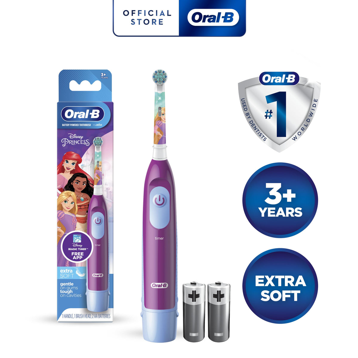 Oral-B Kids Battery Powered Toothbrush With Kids Replacement Brush Head (3+ Years)