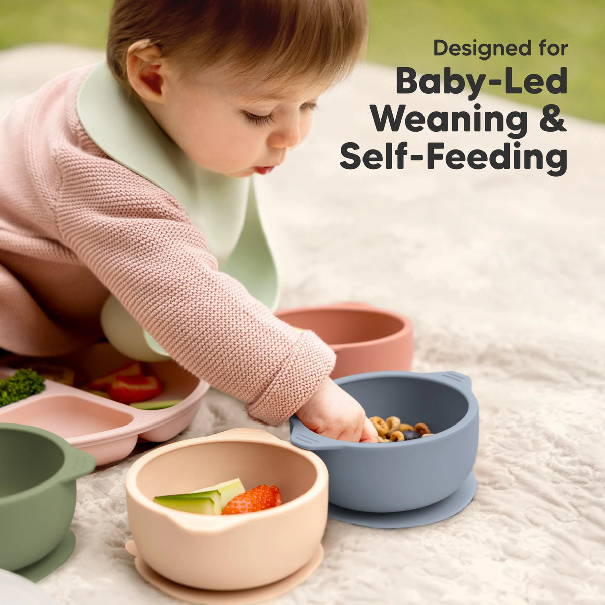 Keababies Prep Silicone Suction Bowls (Roseate) - Pack of 2