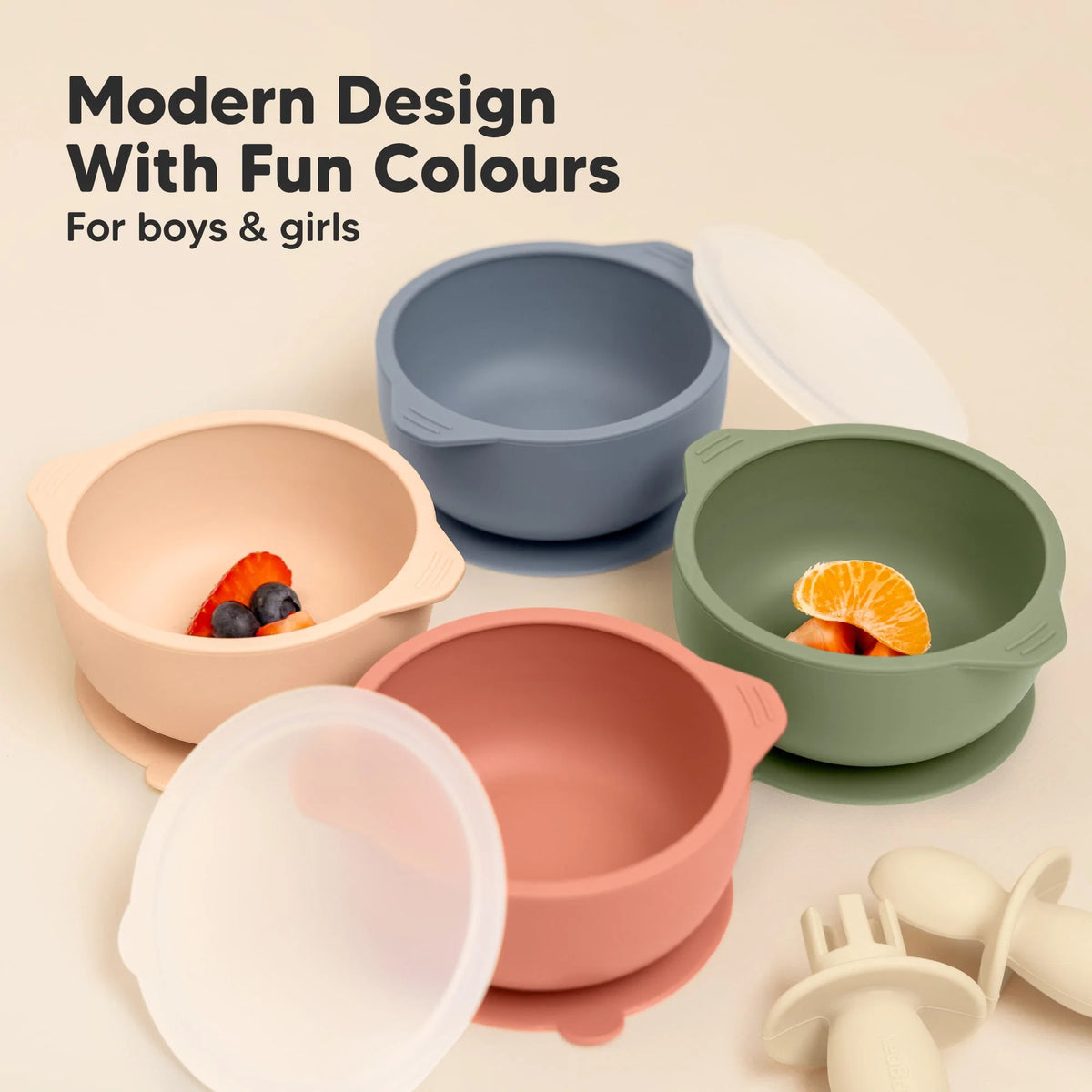 Keababies Prep Silicone Suction Bowls (Slate) - Pack of 2