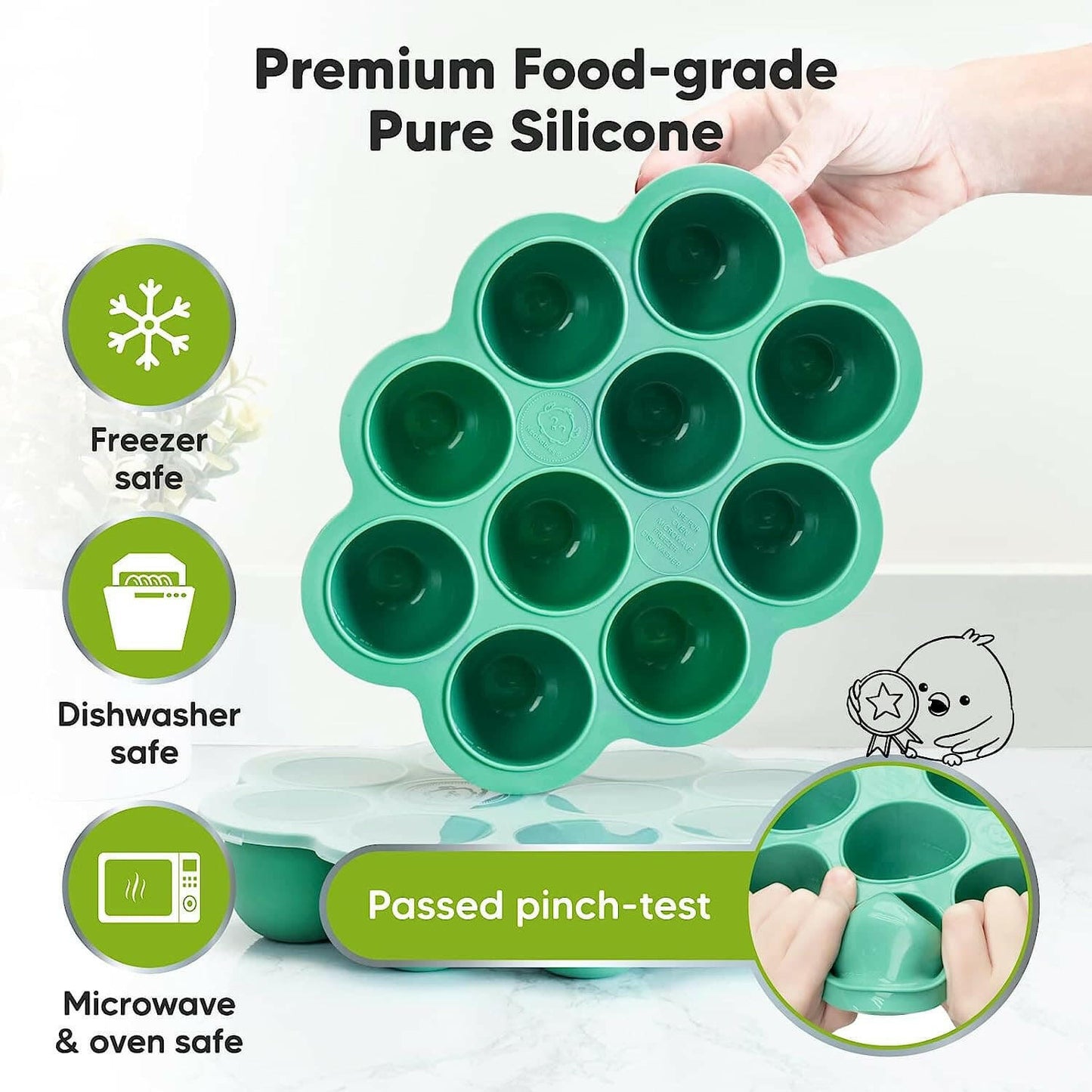 KeaBabies Prep Silicone Food Tray - Alpine Green.