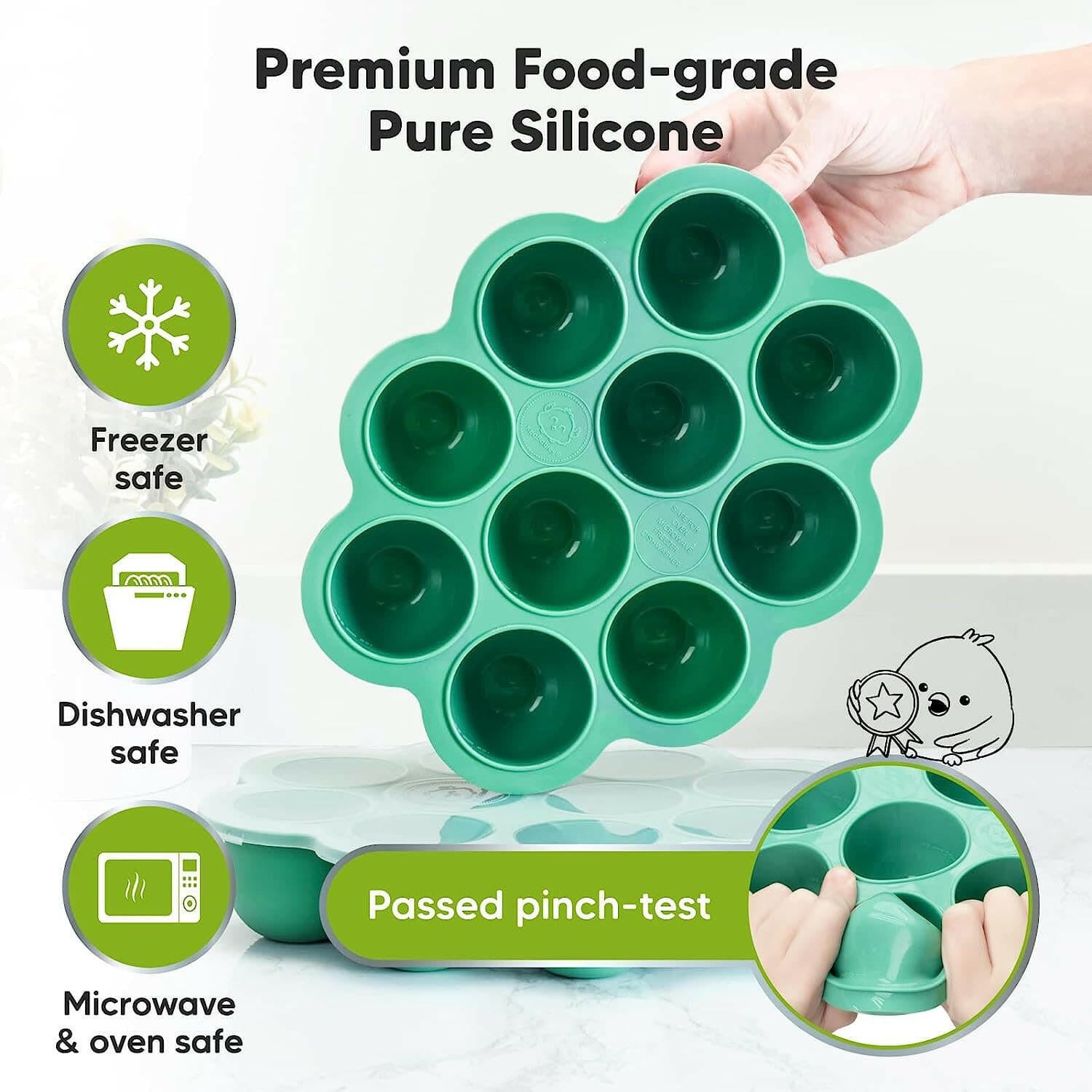 KeaBabies Prep Silicone Food Tray - Alpine Green.