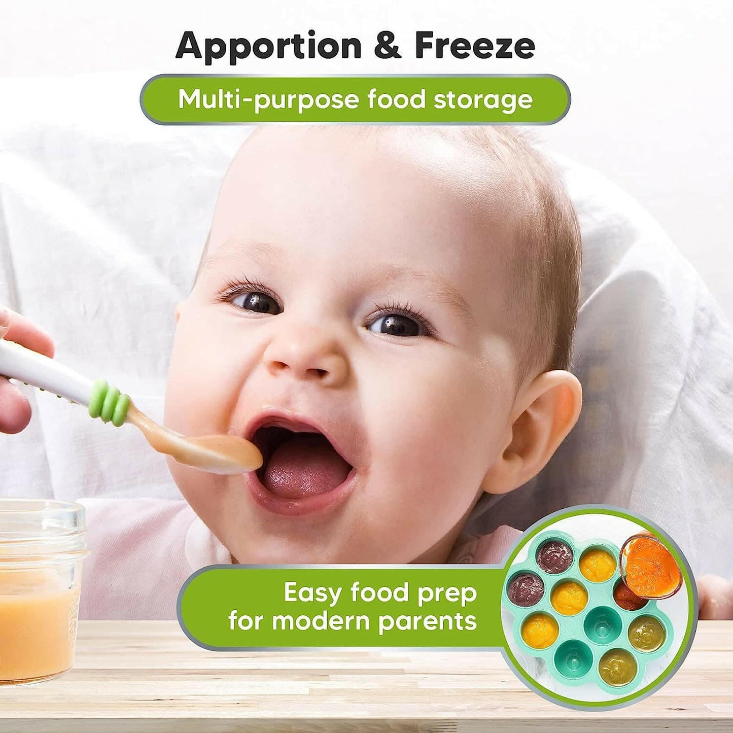 KeaBabies Prep Silicone Food Tray - Alpine Green.