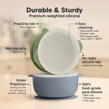 Keababies Prep Silicone Suction Bowls (Roseate) - Pack of 2