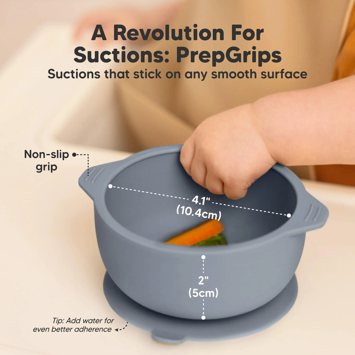 Keababies Prep Silicone Suction Bowls (Slate) - Pack of 2