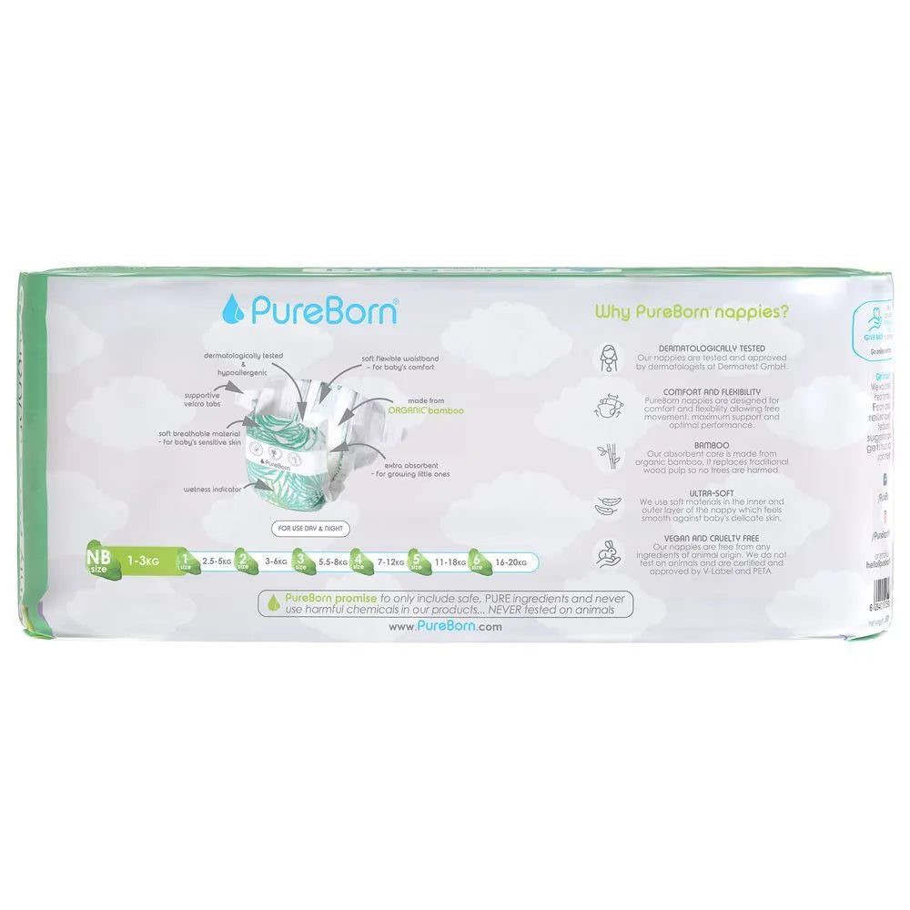 PureBorn Organic Bamboo Nappies (Newborn)