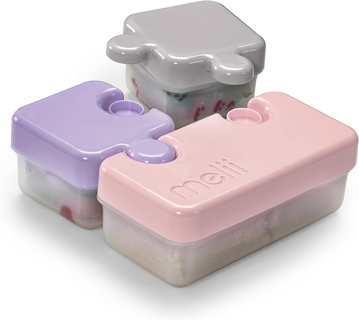 Melii Puzzle Container - Pink, Purple, Grey.