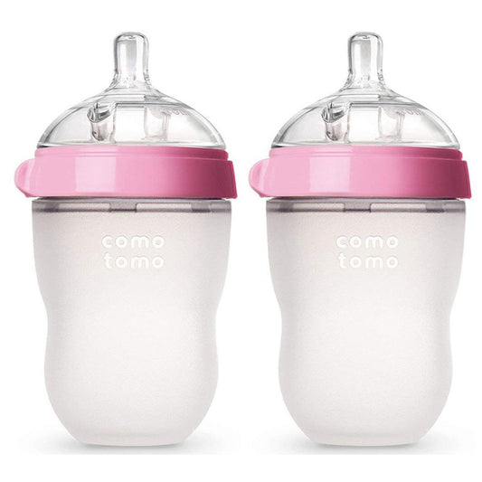 Comotomo Natural Feel Baby Bottle (Pink & White, 250ml)