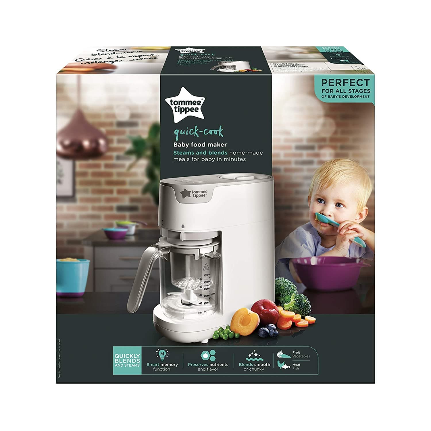 Tommee Tippee Quick Cook, Steamer Blender, with Recipe Guide, White.