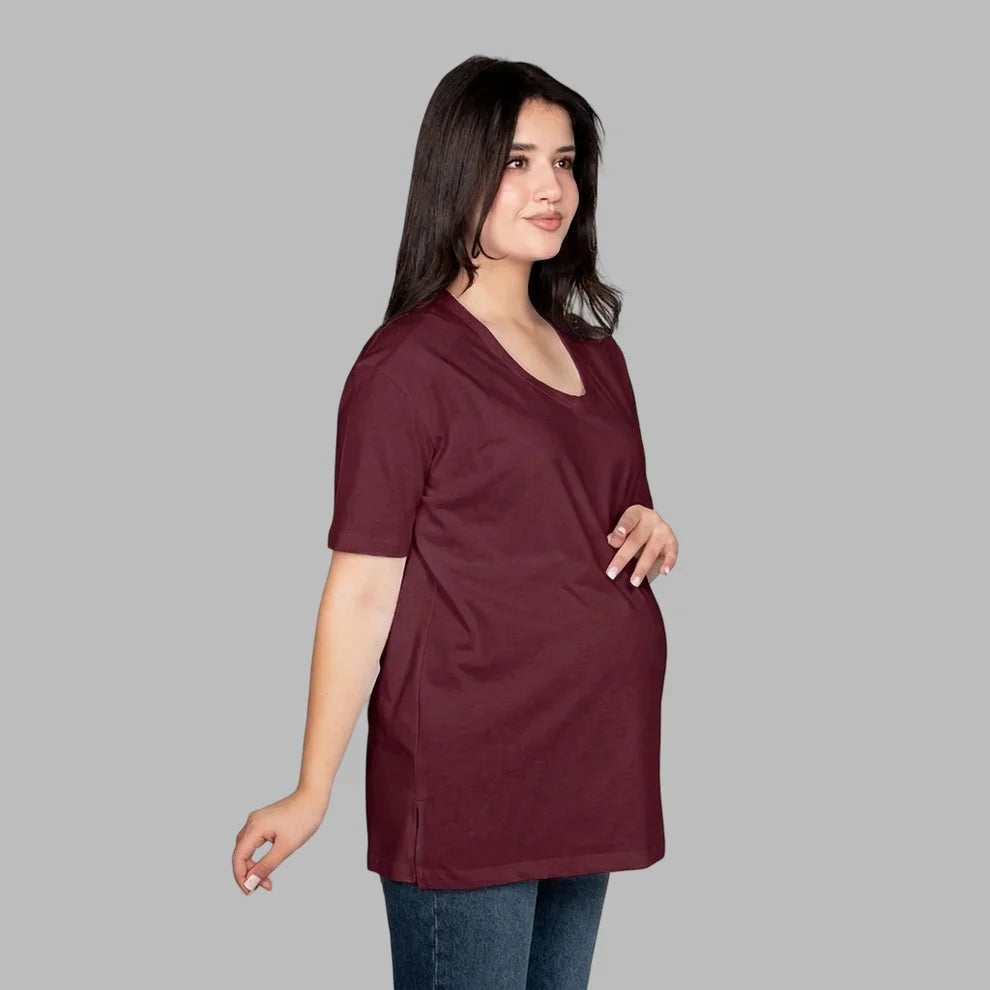 Become a Mom Meeza T-Shirt (Maroon, Medium)