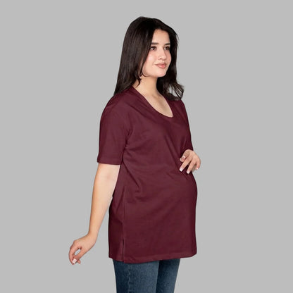 Become a Mom Meeza T-Shirt (Maroon, Medium)