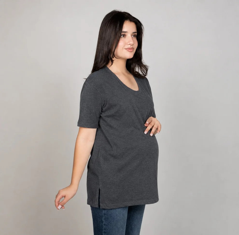 Become a Mom T-Shirt (Charcoal Meeza, Medium)