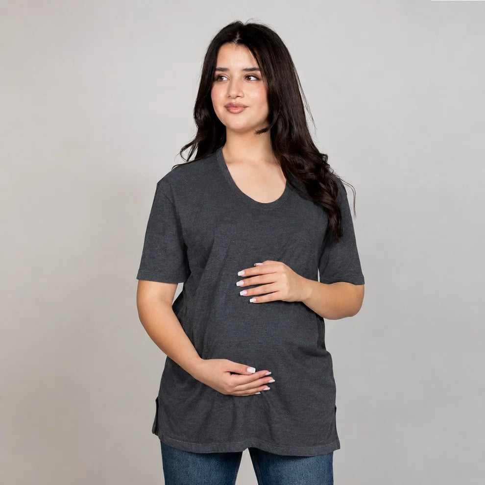 Become a Mom T-Shirt (Charcoal Meeza, Medium)