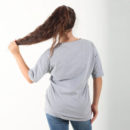 Become a Mom Mama Heart Short Sleeve Tee (Grey, Medium)