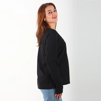 Become a Mom Mama Heart Long Sleeve Tee (Black, Small)