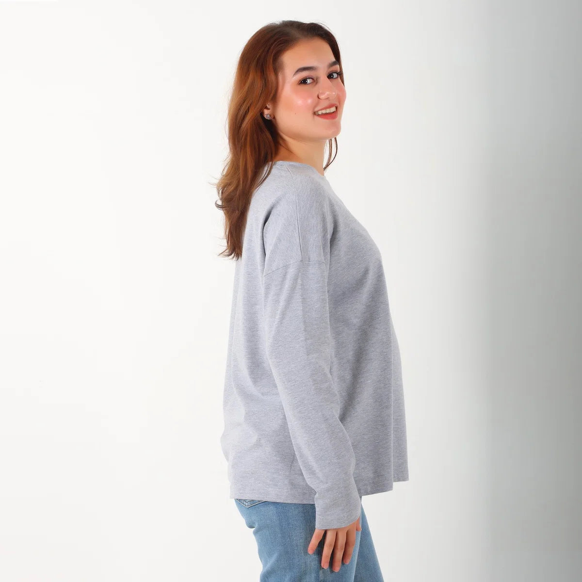 Become a Mom Mama Heart Long Sleeve Tee (Gray, Large)