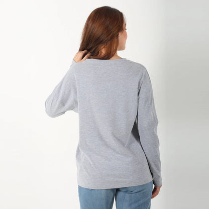 Become a Mom Mama Heart Long Sleeve Tee (Gray, Large)