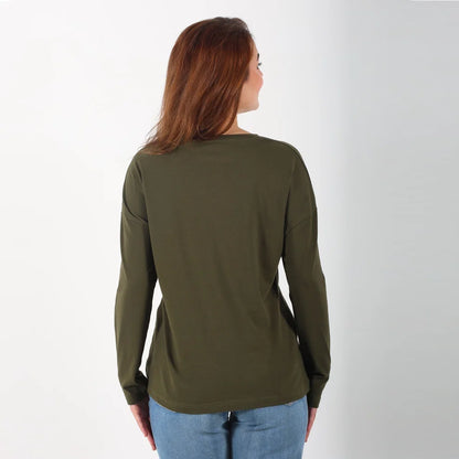 Become a Mom Mama HeartLong Sleeve Tee (Olive Deep, Large)
