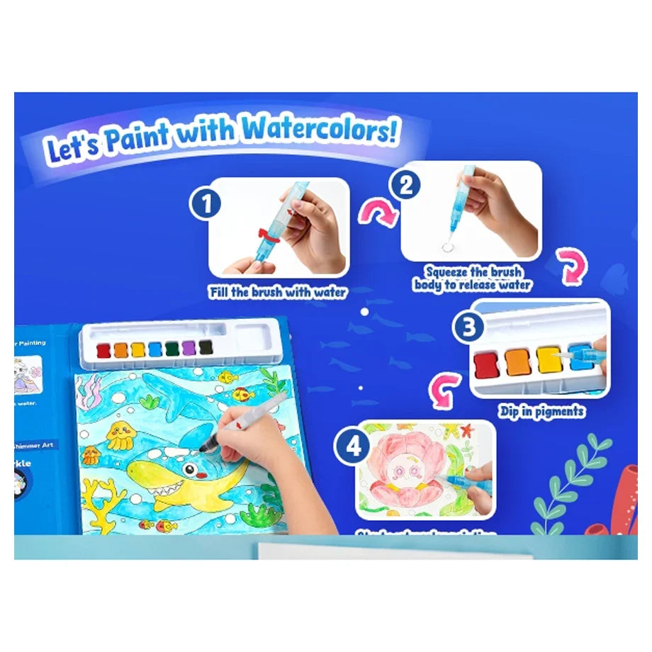 JoyCat Sea Animals Watercolor Painting & Shimmer Art