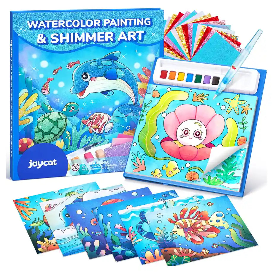 JoyCat Sea Animals Watercolor Painting & Shimmer Art