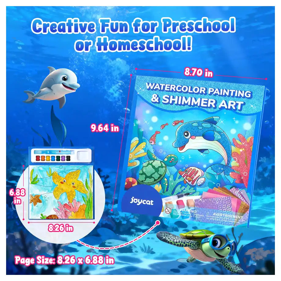 JoyCat Sea Animals Watercolor Painting & Shimmer Art
