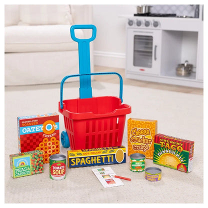 Melissa & Doug - Fill & Roll Grocery Basket Play Set - 11 Pcs - Multicolor