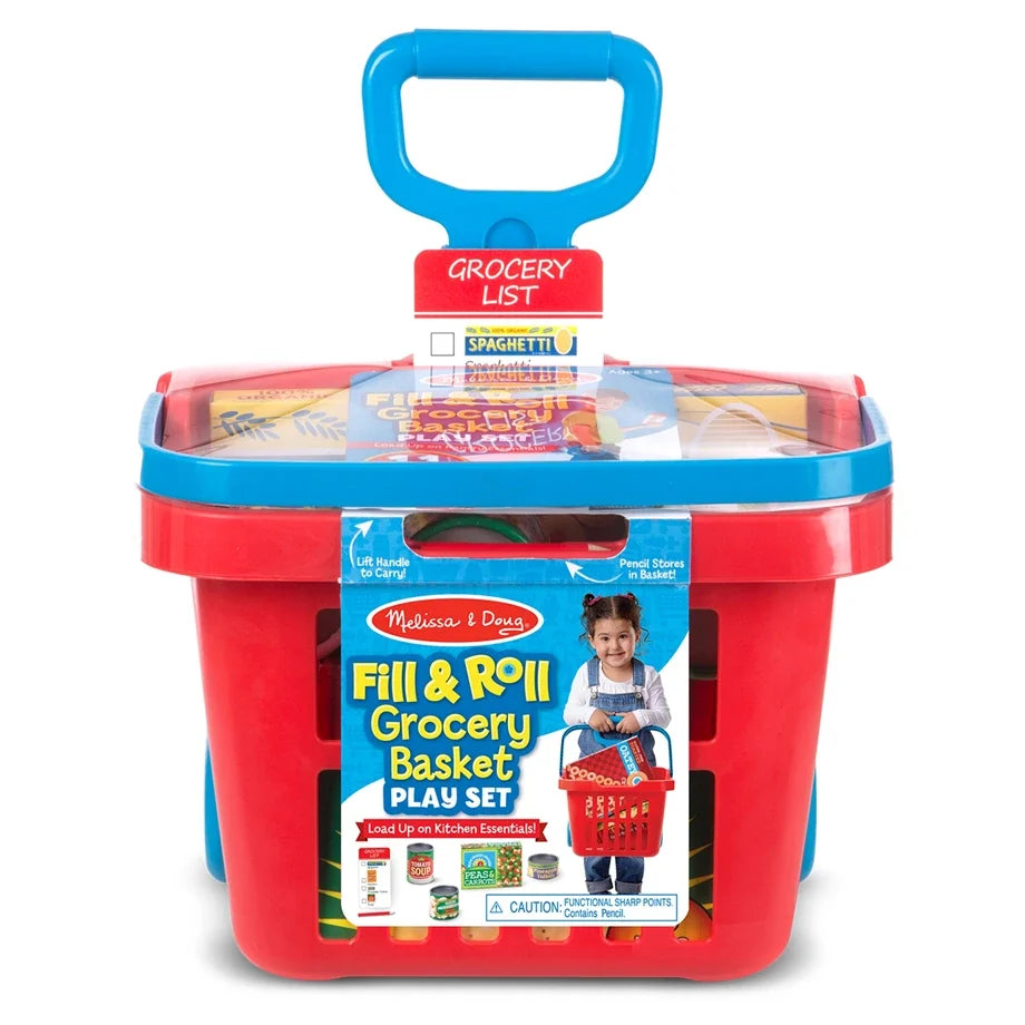Melissa & Doug - Fill & Roll Grocery Basket Play Set - 11 Pcs - Multicolor