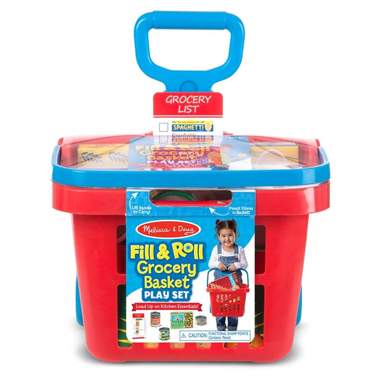 Melissa & Doug - Fill & Roll Grocery Basket Play Set - 11 Pcs - Multicolor