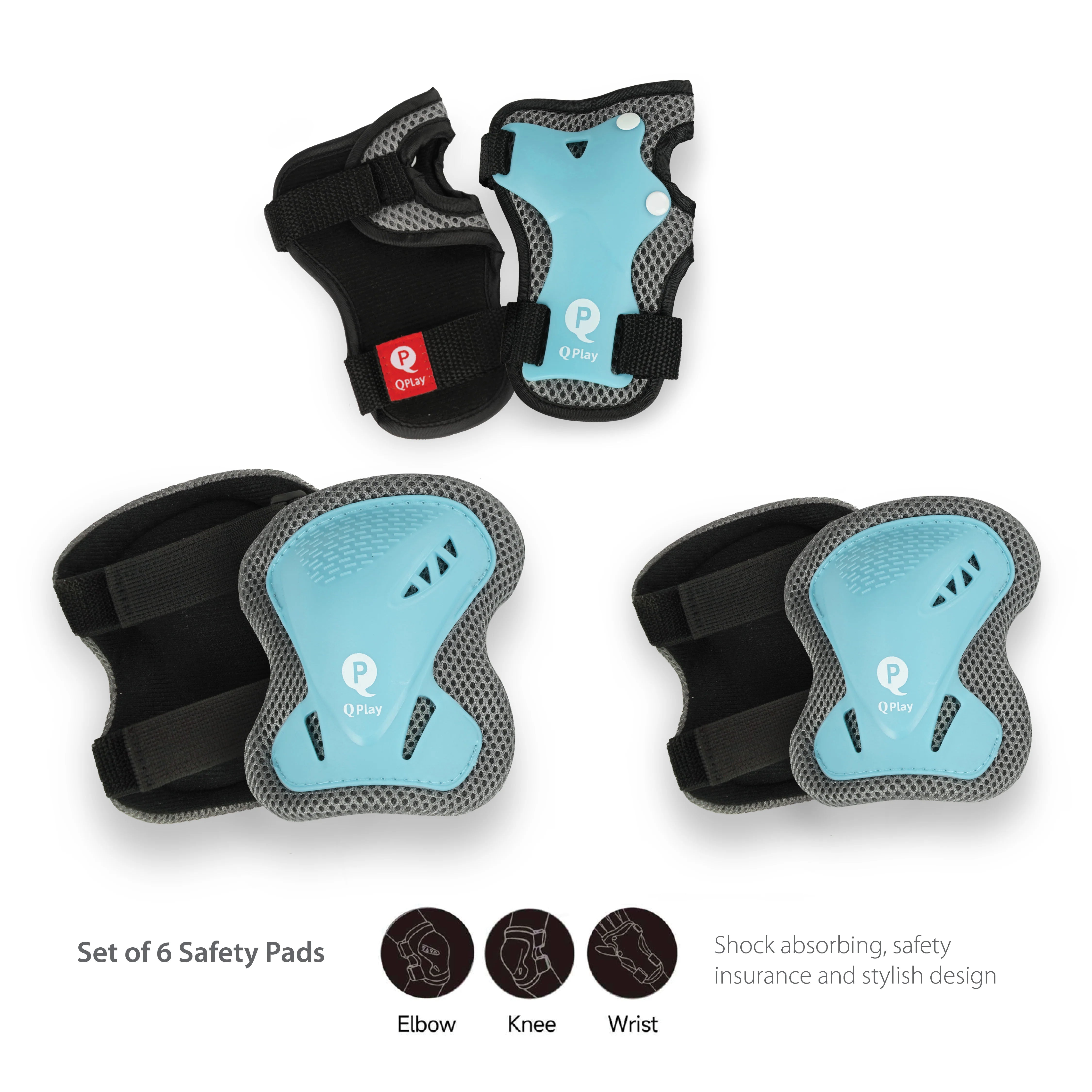 Qplay Kids Sports Safety Gear Set (Elbow, Knee & Wrist Guards)