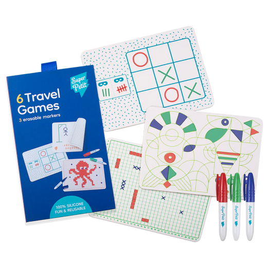 Super Petit Travel Game 3 Mini Reversible Silicone Mats + 3 Erasable Markers Included