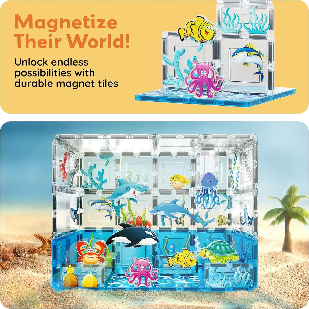 Picasso Magnetic Tiles Aquarium 52Pcs