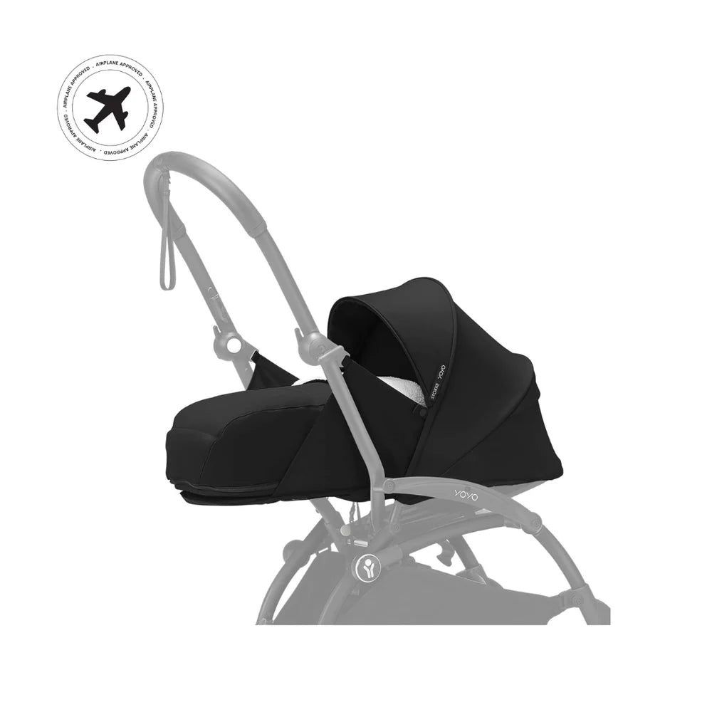 هيكل Stokke YOYO3 أبيض + حزمة طقم للمواليد الجدد و 6+ (أسود)