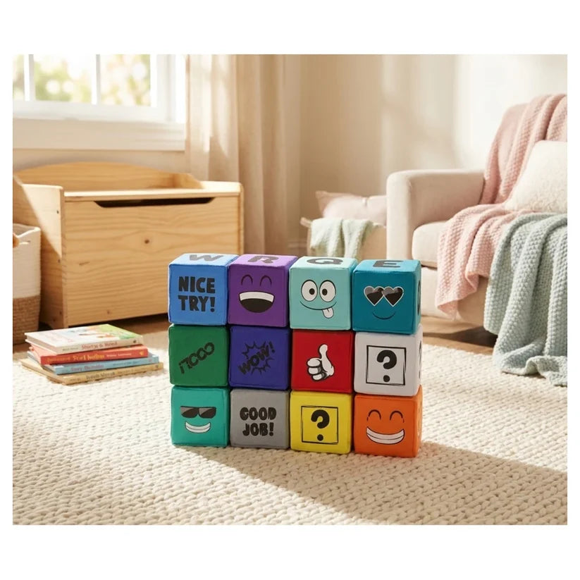 Soft Play - Printed Educational Foam Building Blocks Set - 12 Pieces