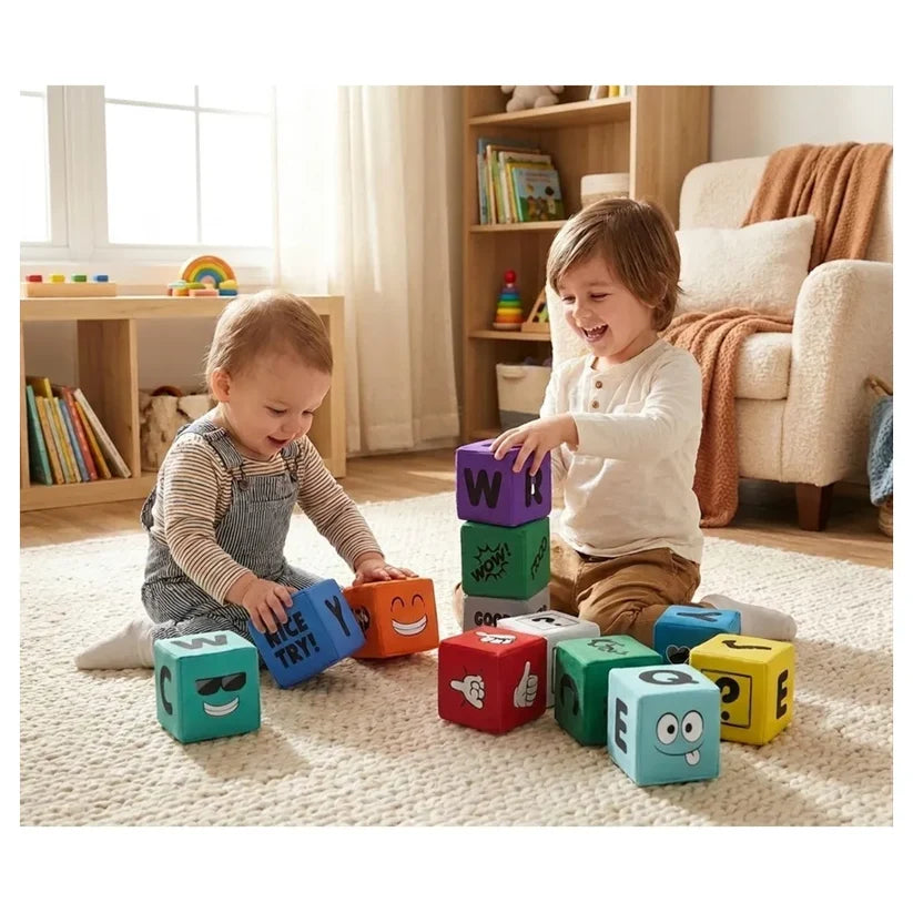 Soft Play - Printed Educational Foam Building Blocks Set - 12 Pieces
