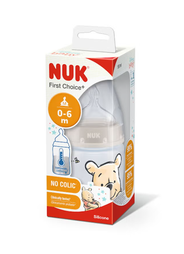 NUK First Choice+  Disney Winnie The Pooh Baby Bottle, 0-6 Months, 150ml